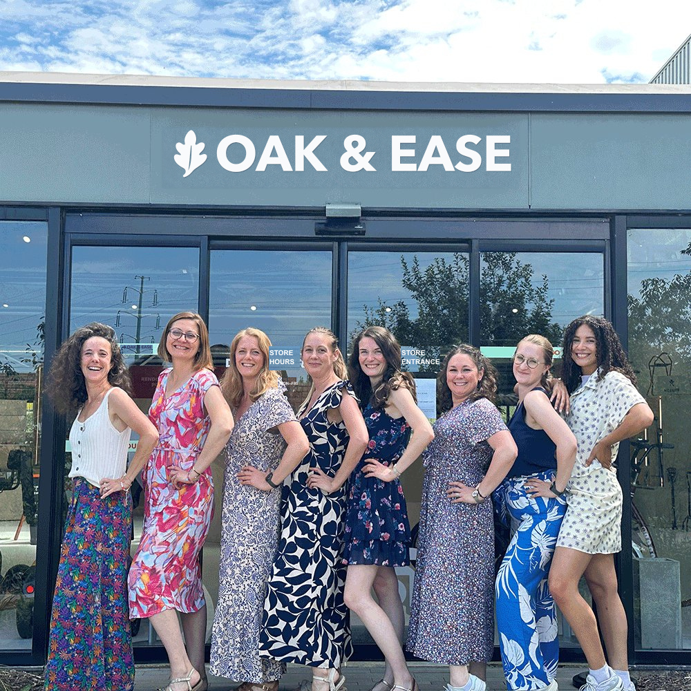 The team in front of the showroom