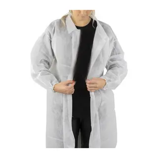 Blouse visiteur - surblouse non tissé PPSB blanc sans poche - fermeture velcro - 4 tailles - lot de 5 pièces